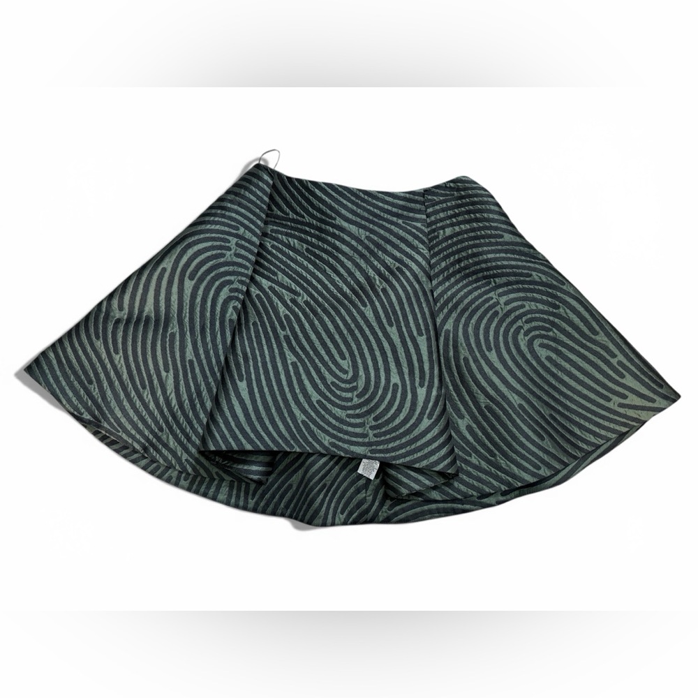 Opening Ceremony Black and Green Fingerprint A-Line Mini Skirt | size 4 | NWT